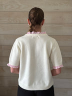 Gilet Agathe blanc et rose