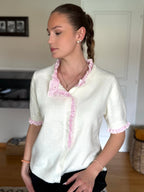 Gilet Agathe blanc et rose
